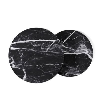 The Duo-Marble Set: Modern Tiered Nesting Tables with Slim Black Circular Supports