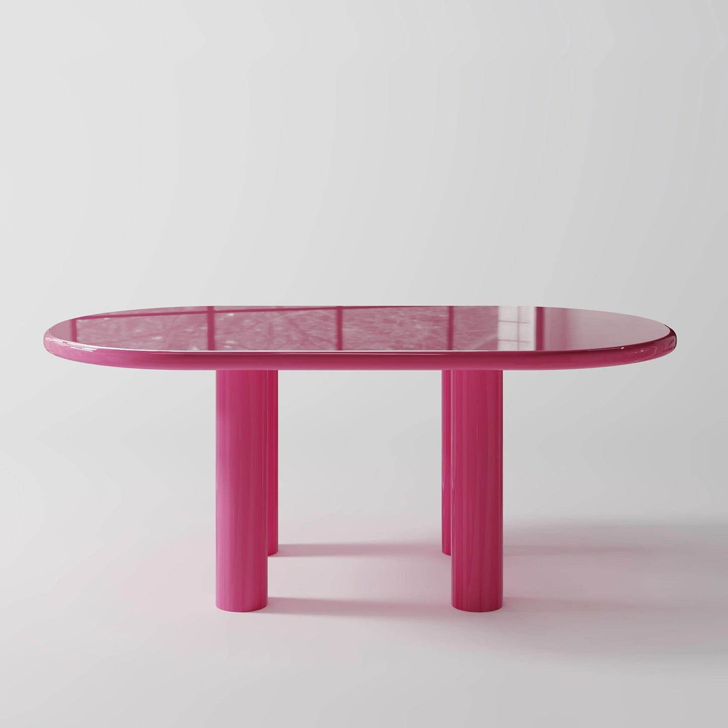 Contemporary Walnut Dining Table with Oversized Pillar Legs