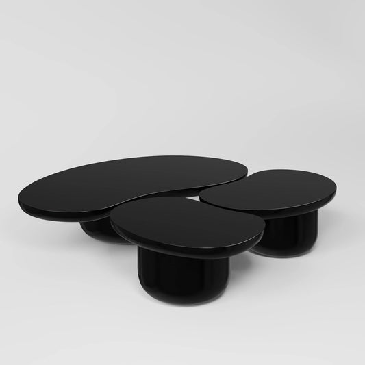 Minimalist High-Gloss Black Nesting Coffee Table
