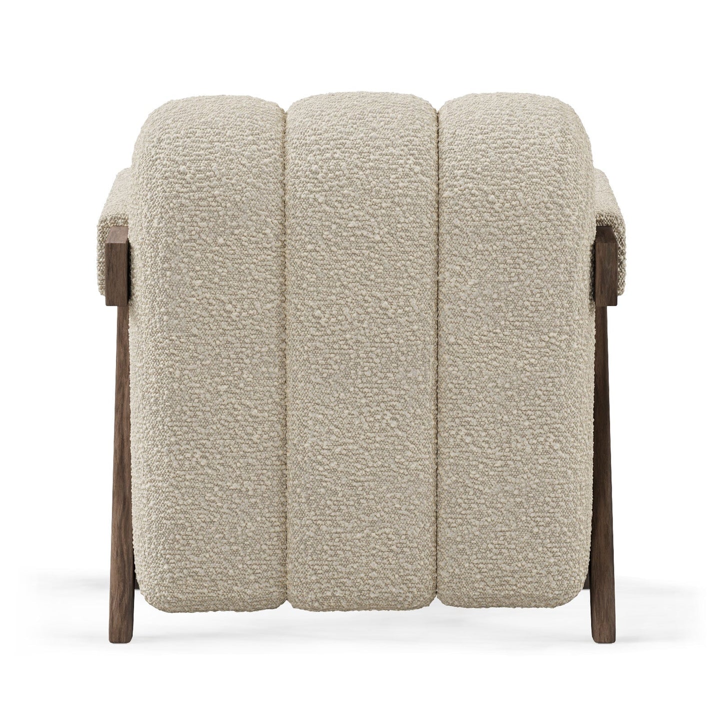 Sculptural Three-Panel Accent Chair with Tapered Walnut Legs