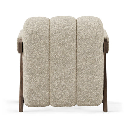 Sculptural Three-Panel Accent Chair with Tapered Walnut Legs