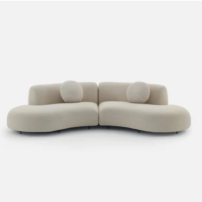 Modern C-Shaped Sectional with Built-in Wood Console