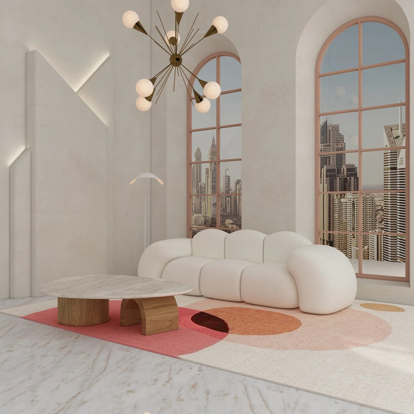 Oversized Modular Sofa and Black Center Table Collection