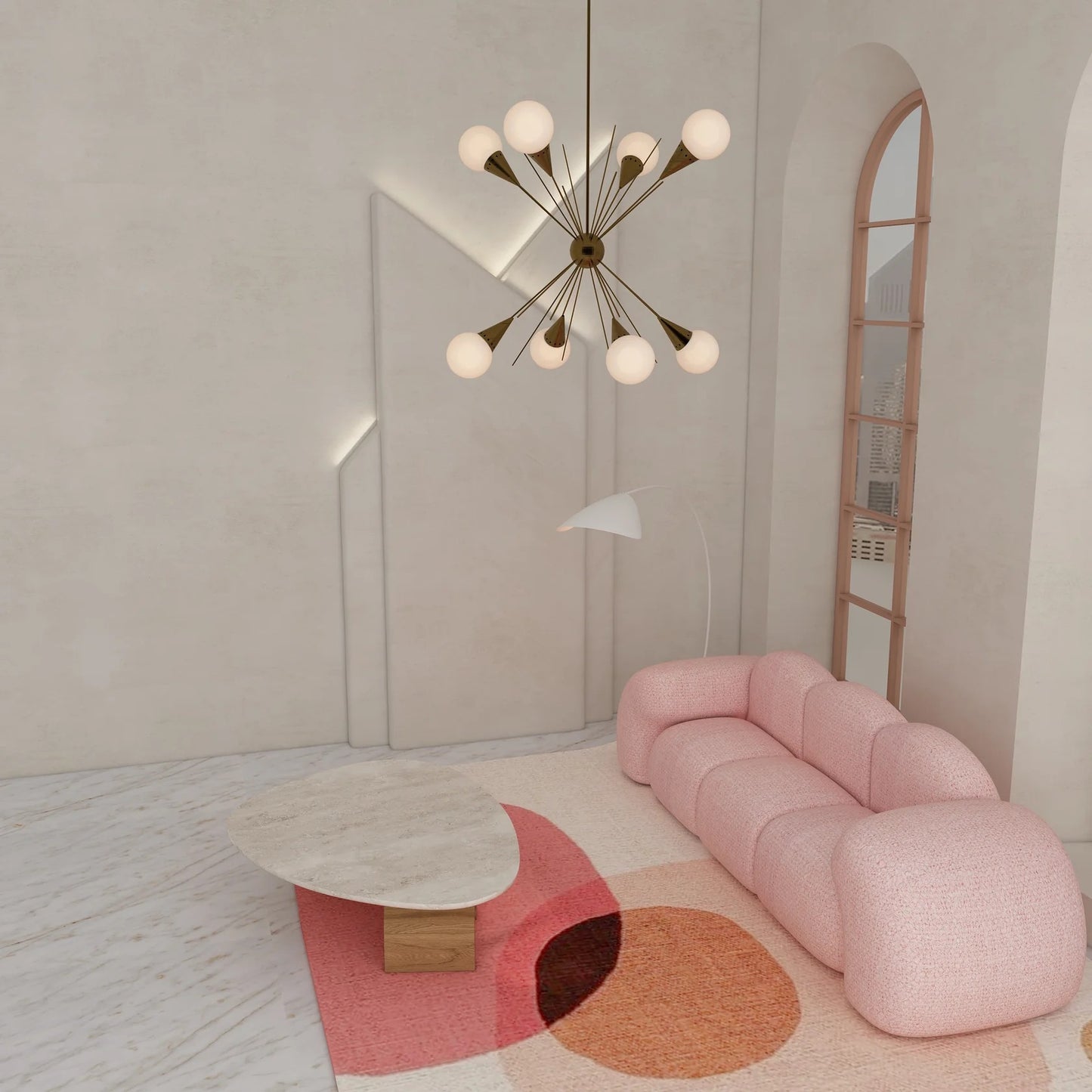 Oversized Modular Sofa and Black Center Table Collection