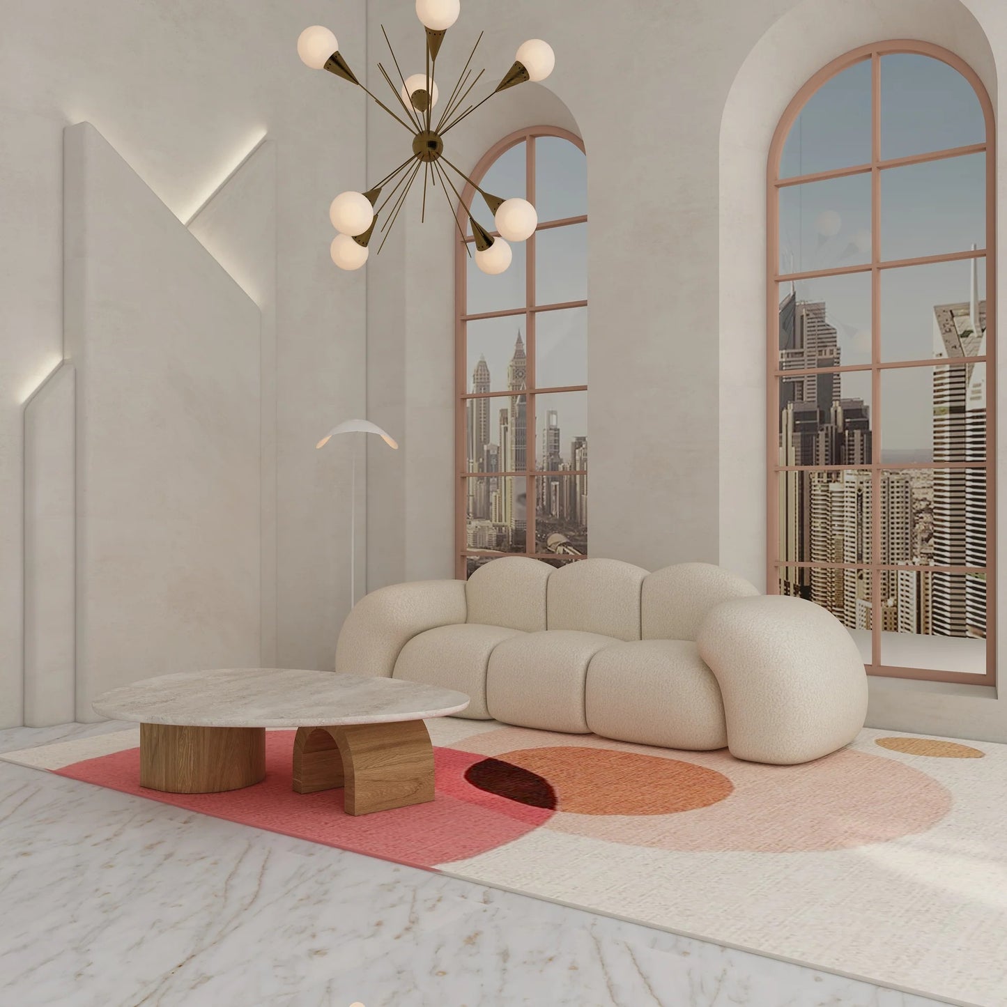 Oversized Modular Sofa and Black Center Table Collection