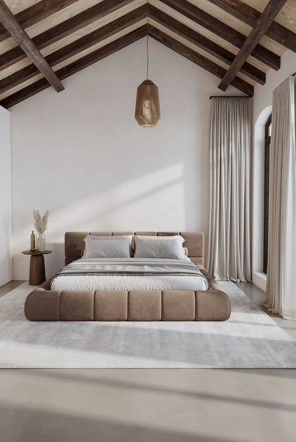 Artisan Honey-Velvet Block-Platform Bed