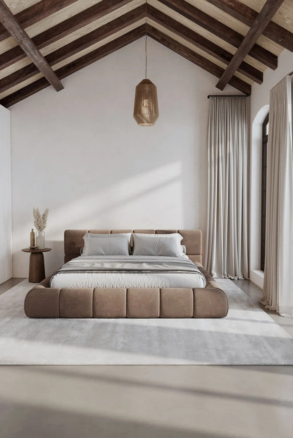 Artisan Honey-Velvet Block-Platform Bed