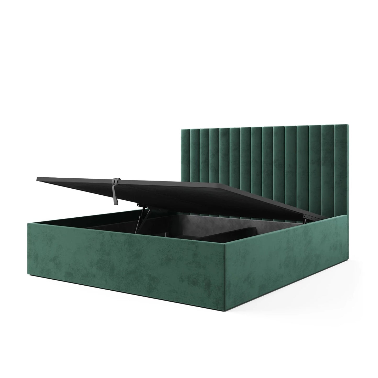 Midnight Velvet Vertical-Stitch Grand Bed