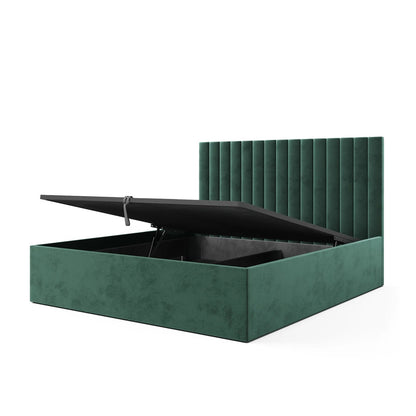 Midnight Velvet Vertical-Stitch Grand Bed