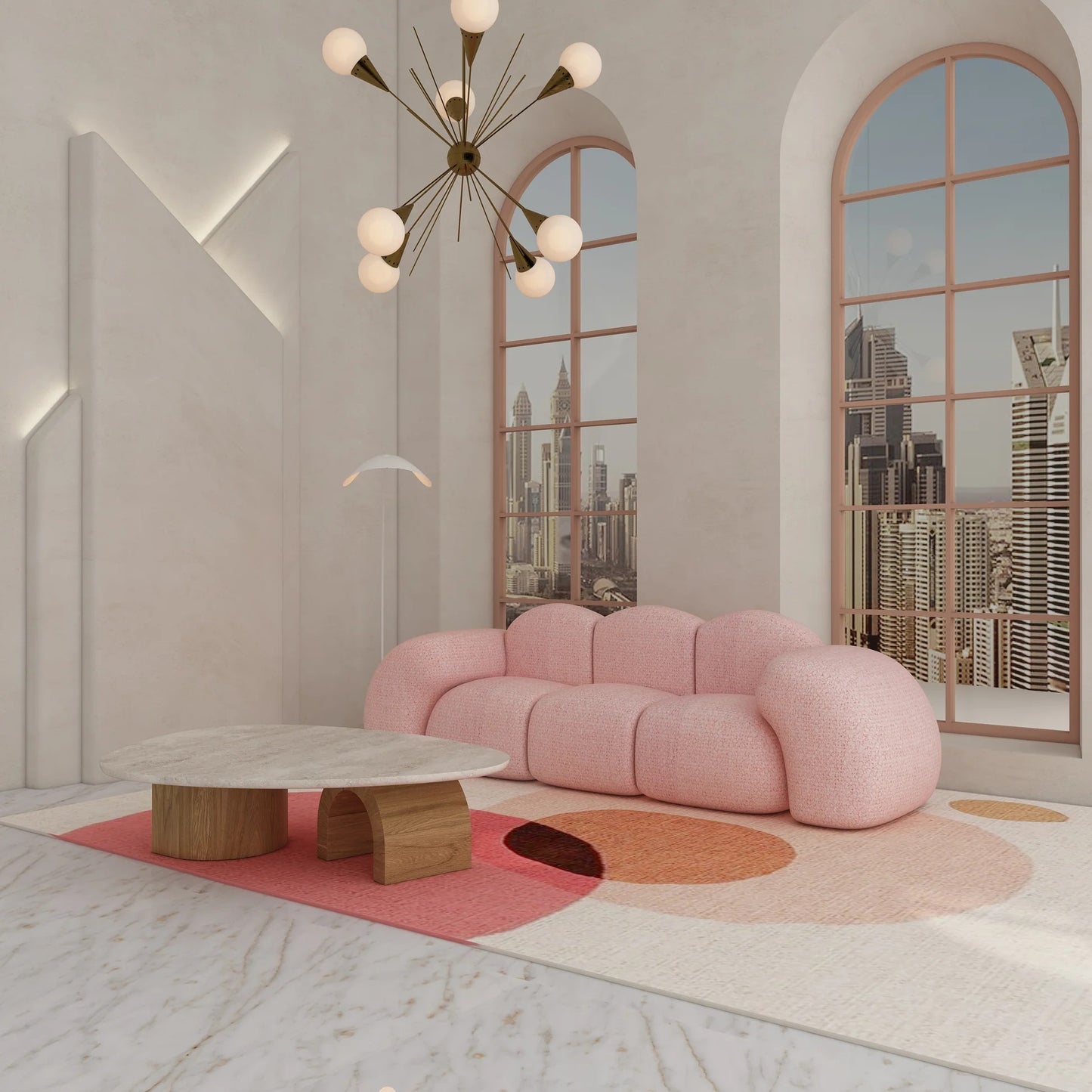 Oversized Modular Sofa and Black Center Table Collection