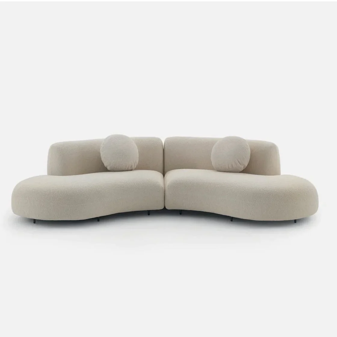 Modern C-Shaped Sectional with Built-in Wood Console