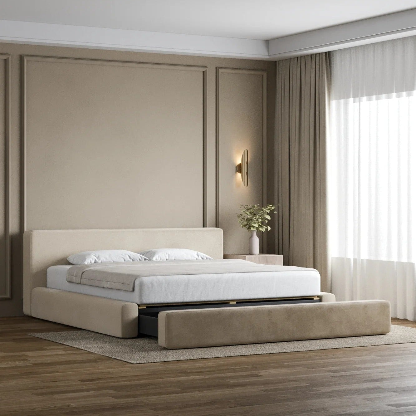 Artisan Pleated Sandstone Grand Bed