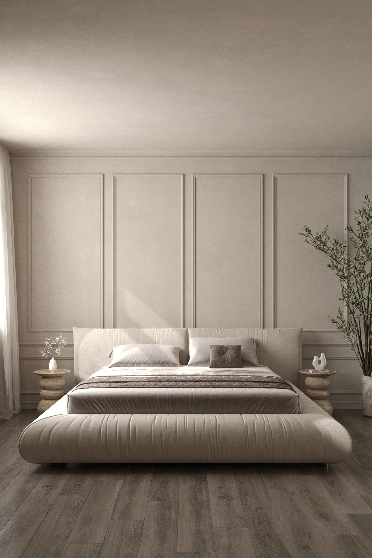 Artisan Pleated Sandstone Grand Bed