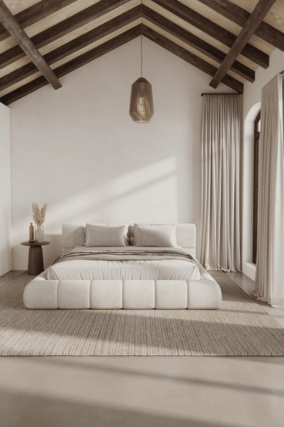 Artisan Honey-Velvet Block-Platform Bed