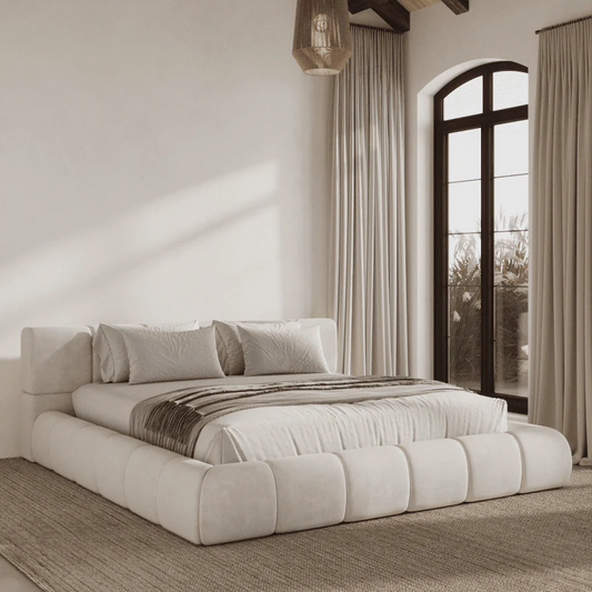 Artisan Honey-Velvet Block-Platform Bed