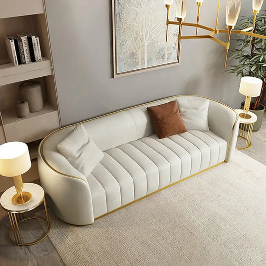 Contour Line Gold-Accent Velvet Sofa