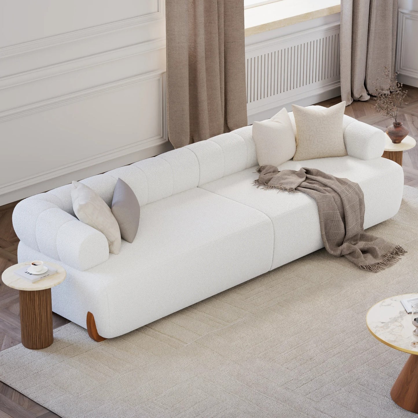 Chic White Oversized Floor Sofa