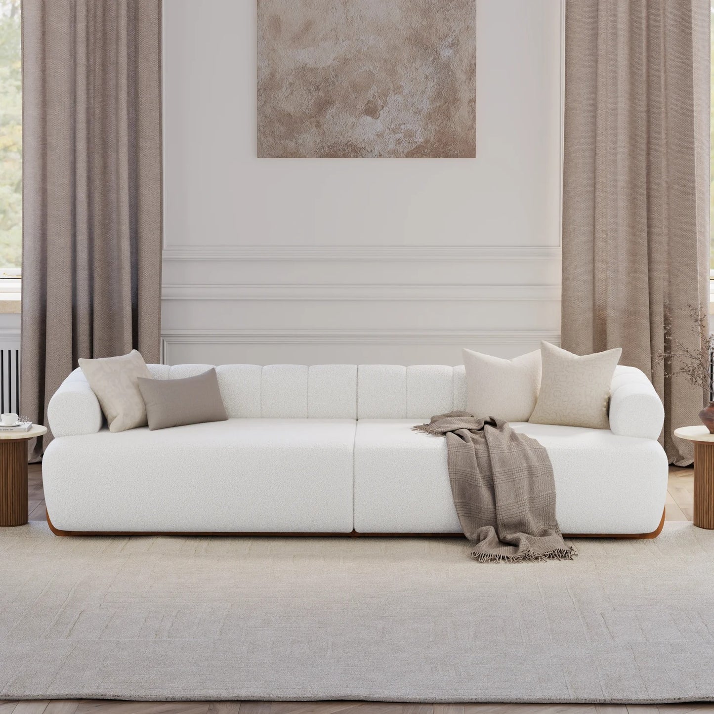 Chic White Oversized Floor Sofa