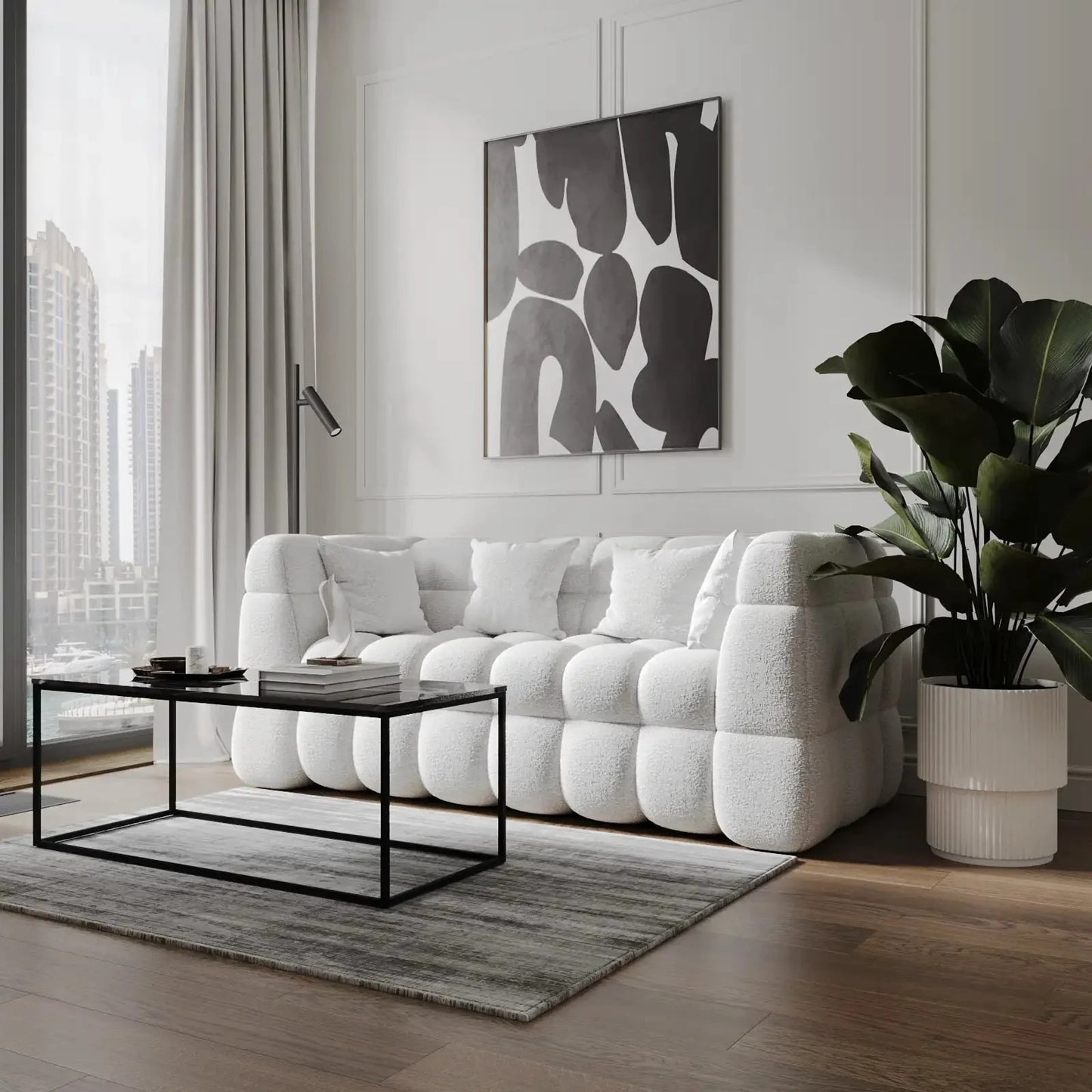 Deep Seating Fabric Sofa and Corner Unit Set