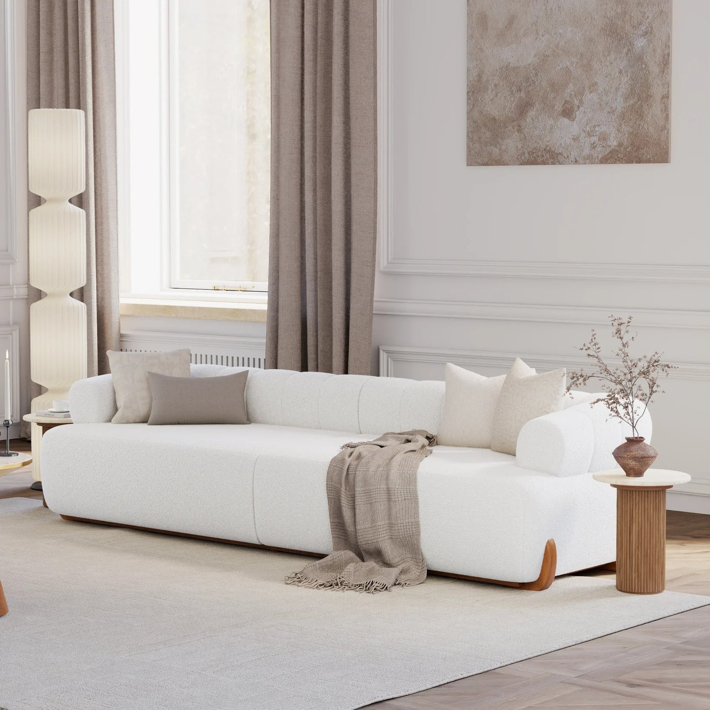 Chic White Oversized Floor Sofa