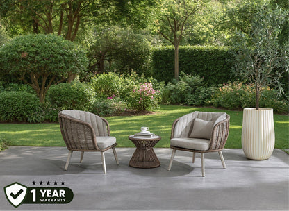 Stylish All Weather Woven Seating Set for Compact Modern Balconies