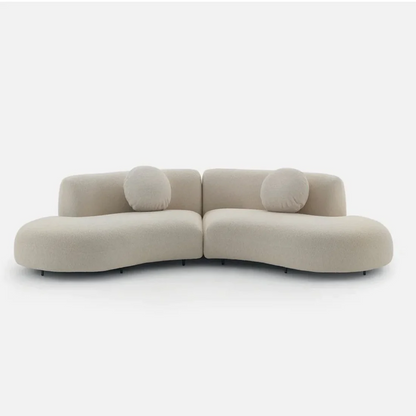 Modern C-Shaped Sectional with Built-in Wood Console