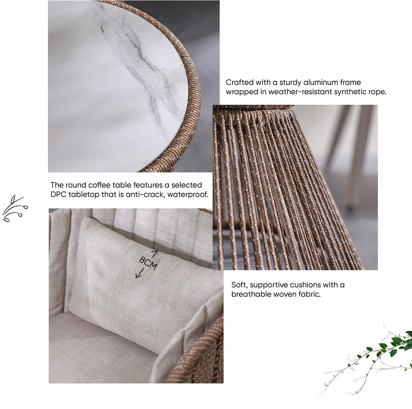 Stylish All Weather Woven Seating Set for Compact Modern Balconies