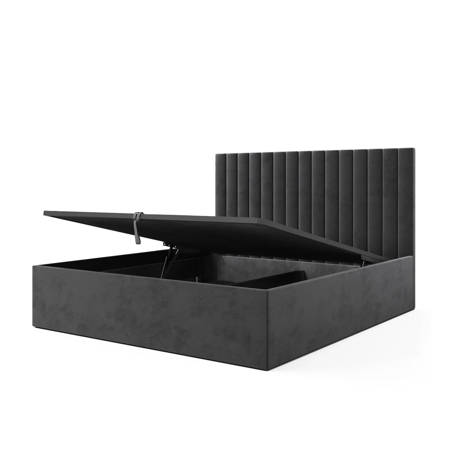 Midnight Velvet Vertical-Stitch Grand Bed