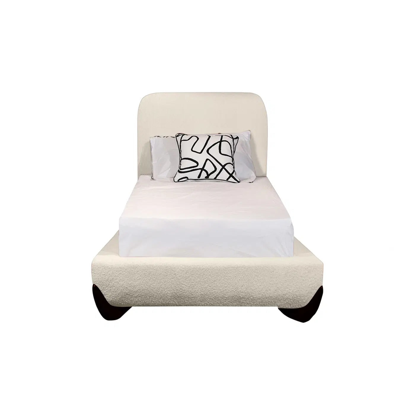 Modern Rounded Single Bouclé Bed