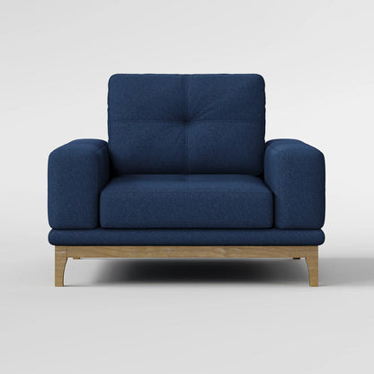 Contemporary Low-Profile Club Chair with Sculptural Wood Frame