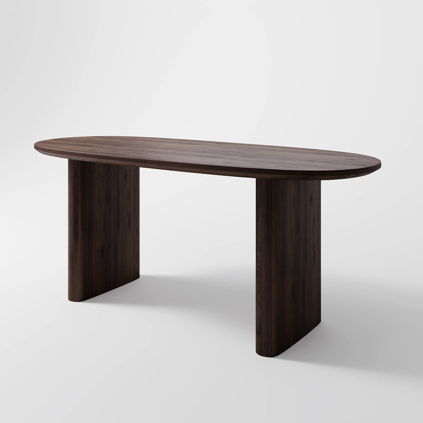 Architectural Elliptical Dining Table with Bold Monolithic Supports