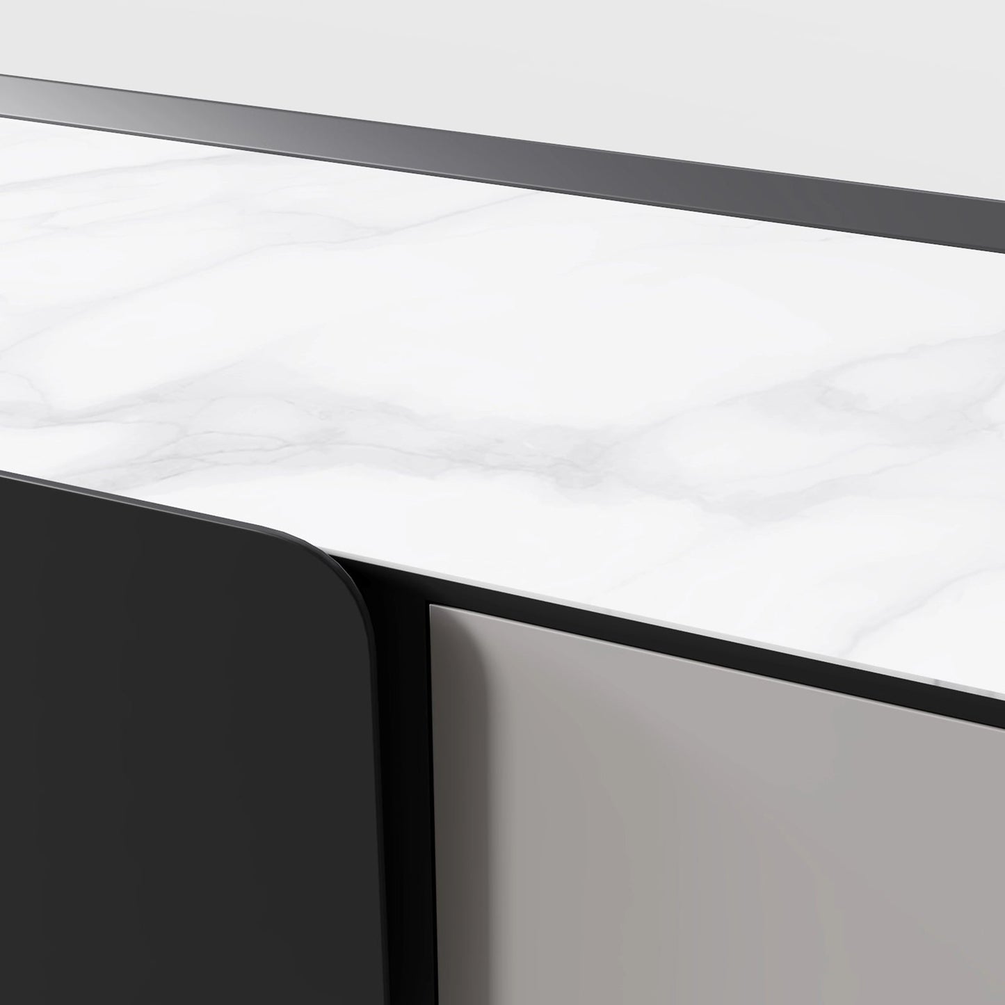 White Slatted Console with Black X-Base