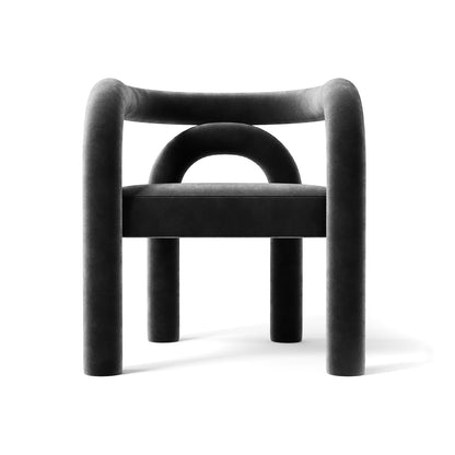Minimalist Tubular Accent Chair with Geometric Support Silhouette