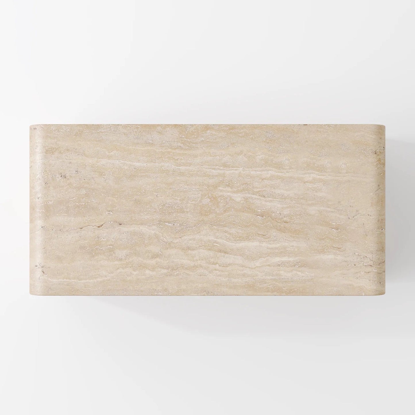 The Erosion Waterfall: Modern Travertine Centerpiece with Seamless Curved Stone Support