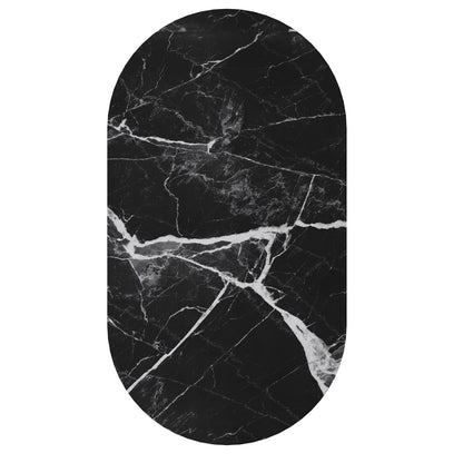 Contemporary Round Dark Grey Concrete Dining Table with Interlocking Arch Base