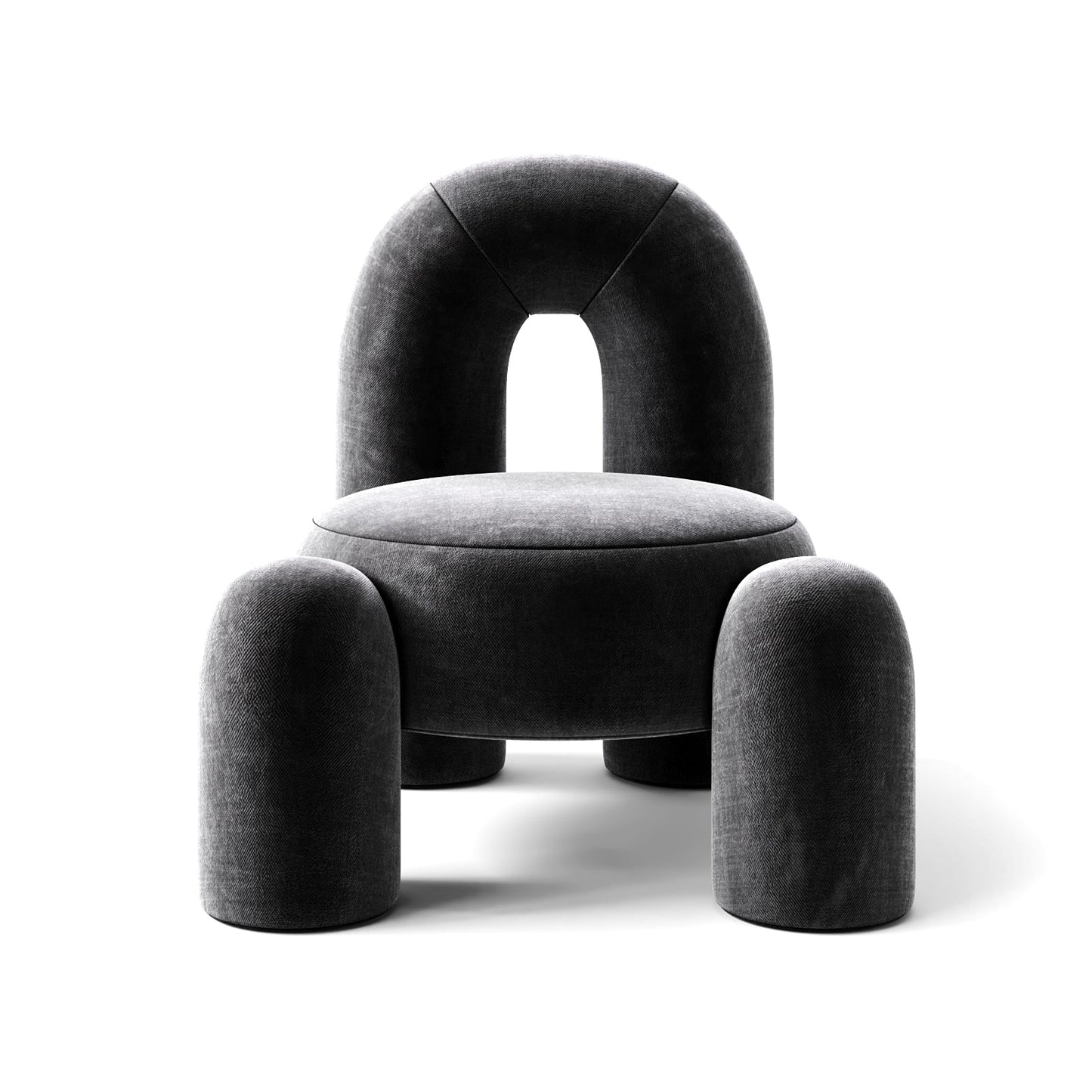 Contemporary Charcoal Velvet Armchair with Oversized Arched Backrest