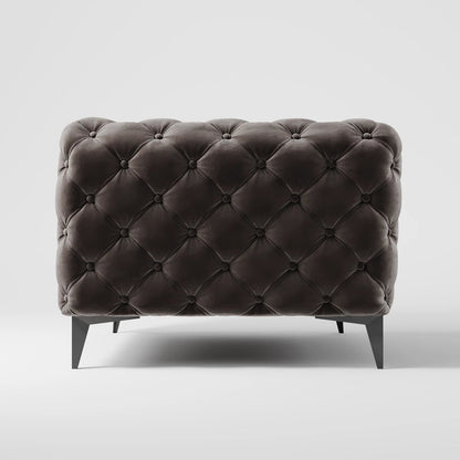 Luxury Black Velvet Chesterfield Armchair with Button-Tufting