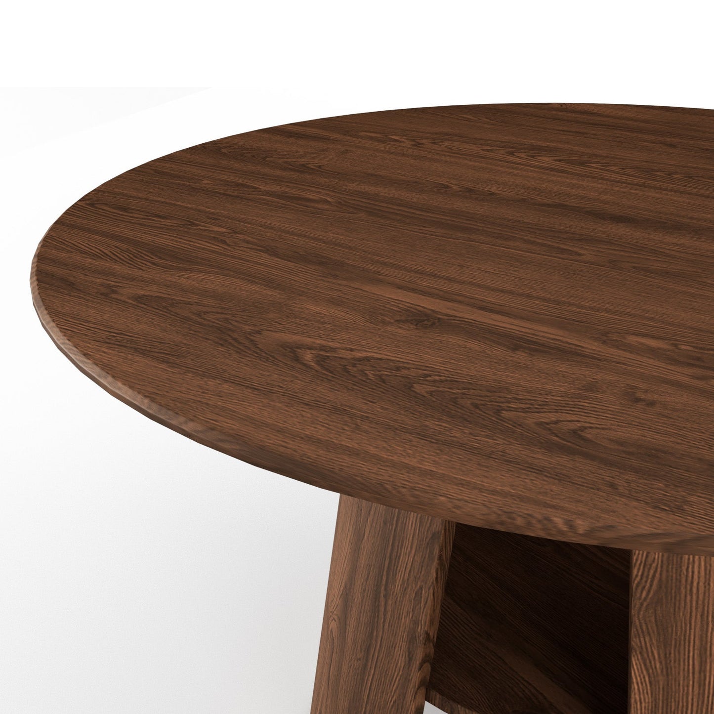 Contemporary Round Natural Oak Dining Table with Fluted Pedestal Base
