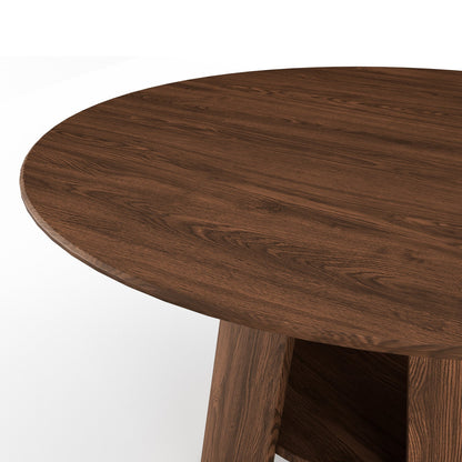 Contemporary Round Natural Oak Dining Table with Fluted Pedestal Base
