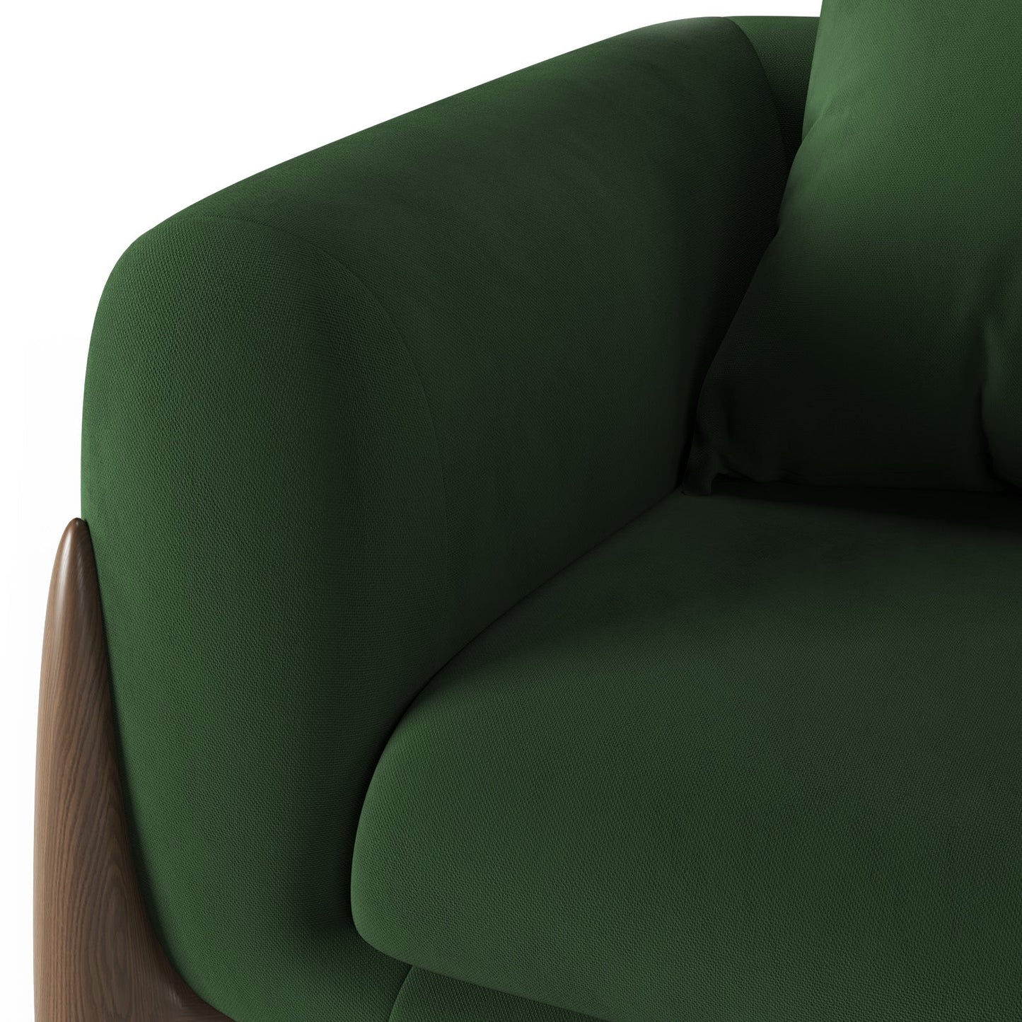 Architectural White Bouclé Accent Chair with Solid Wood Sled Frame