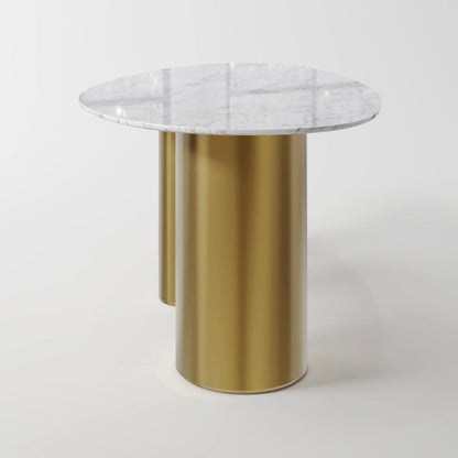 The Cone-Base Marble Table: Modern Sculptural Centerpiece with Conical Support