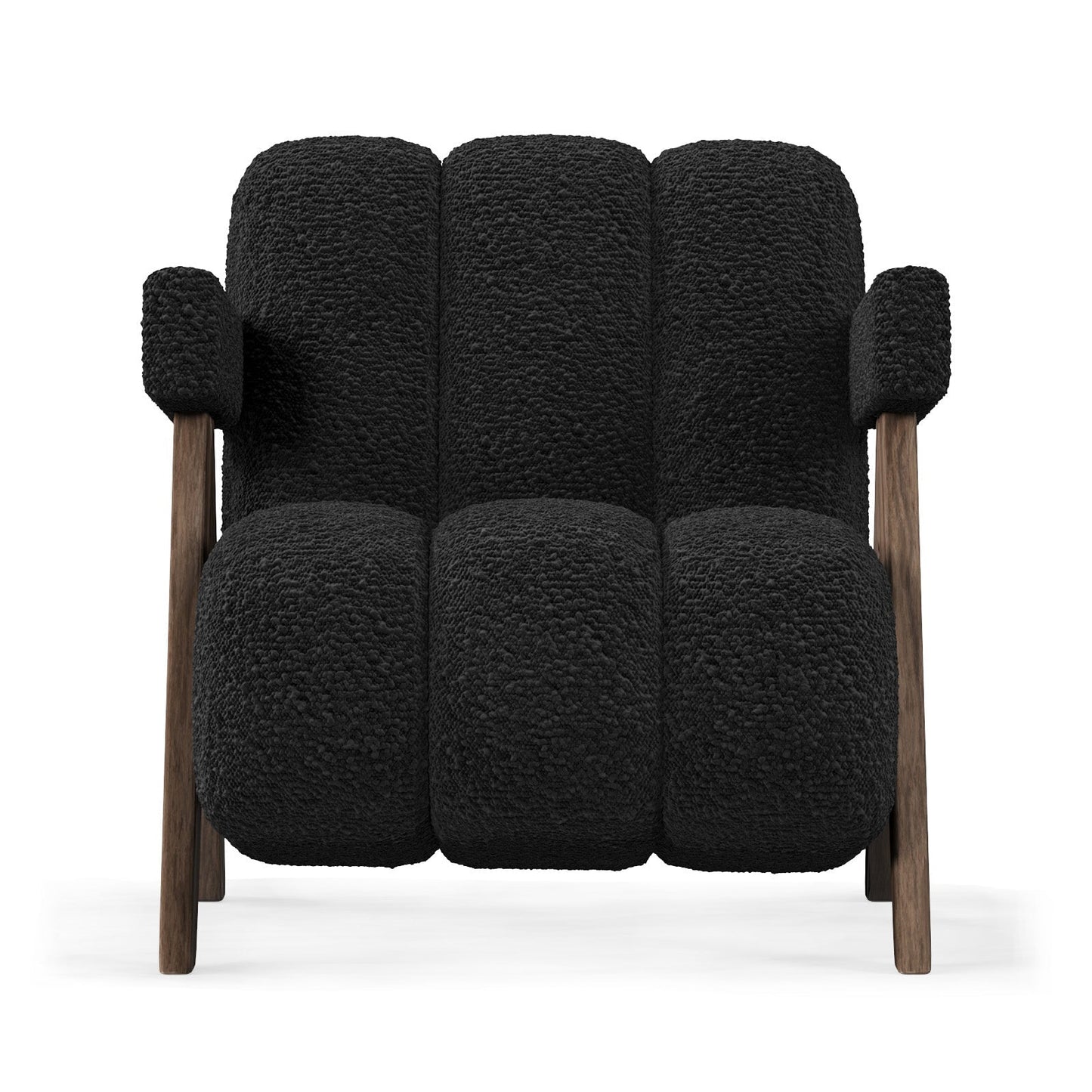 Sculptural Three-Panel Accent Chair with Tapered Walnut Legs