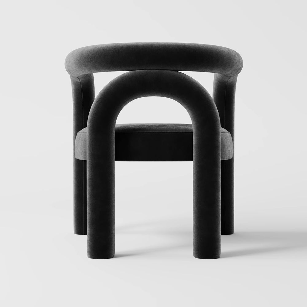 Minimalist Tubular Accent Chair with Geometric Support Silhouette