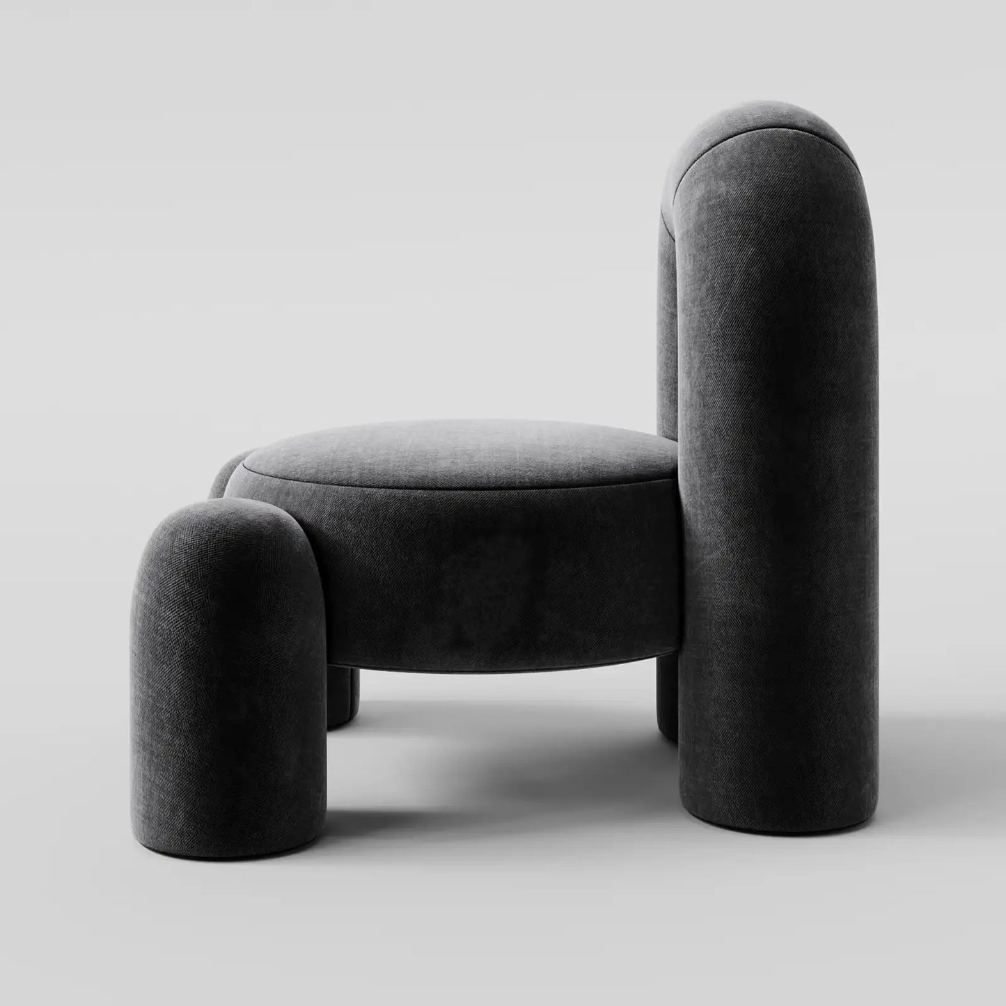 Contemporary Charcoal Velvet Armchair with Oversized Arched Backrest