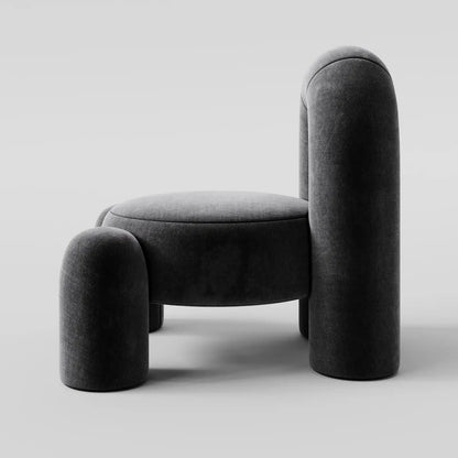 Contemporary Charcoal Velvet Armchair with Oversized Arched Backrest