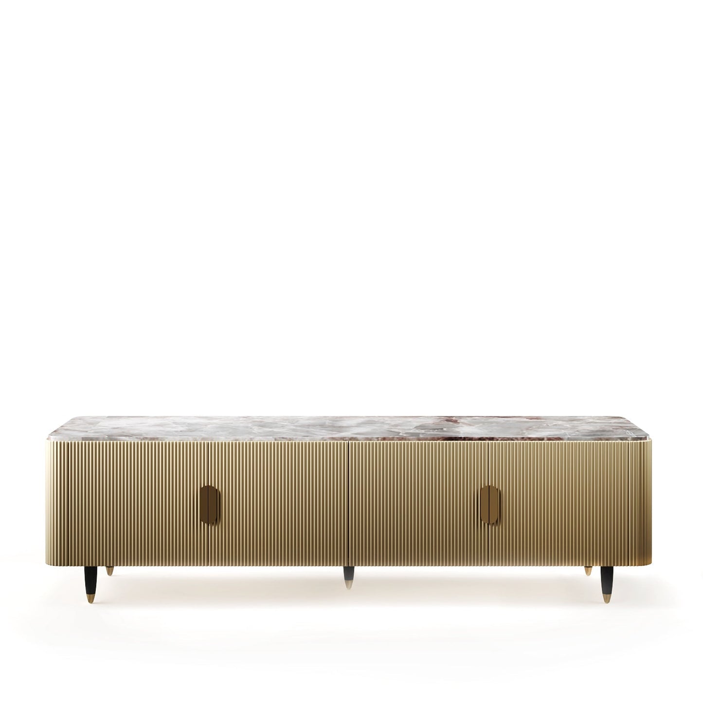 The Regent Console: Premium Brass and Stone Cabinet