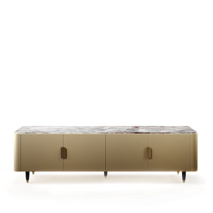 The Regent Console: Premium Brass and Stone Cabinet