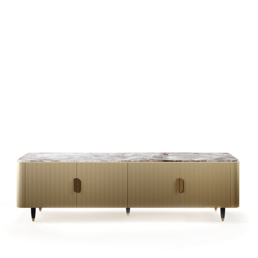 The Regent Console: Premium Brass and Stone Cabinet