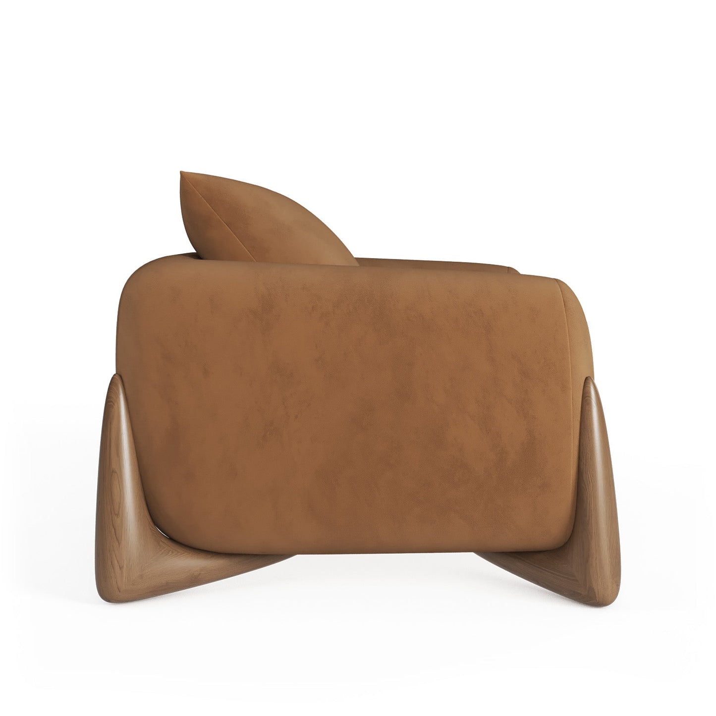 Architectural White Bouclé Accent Chair with Solid Wood Sled Frame