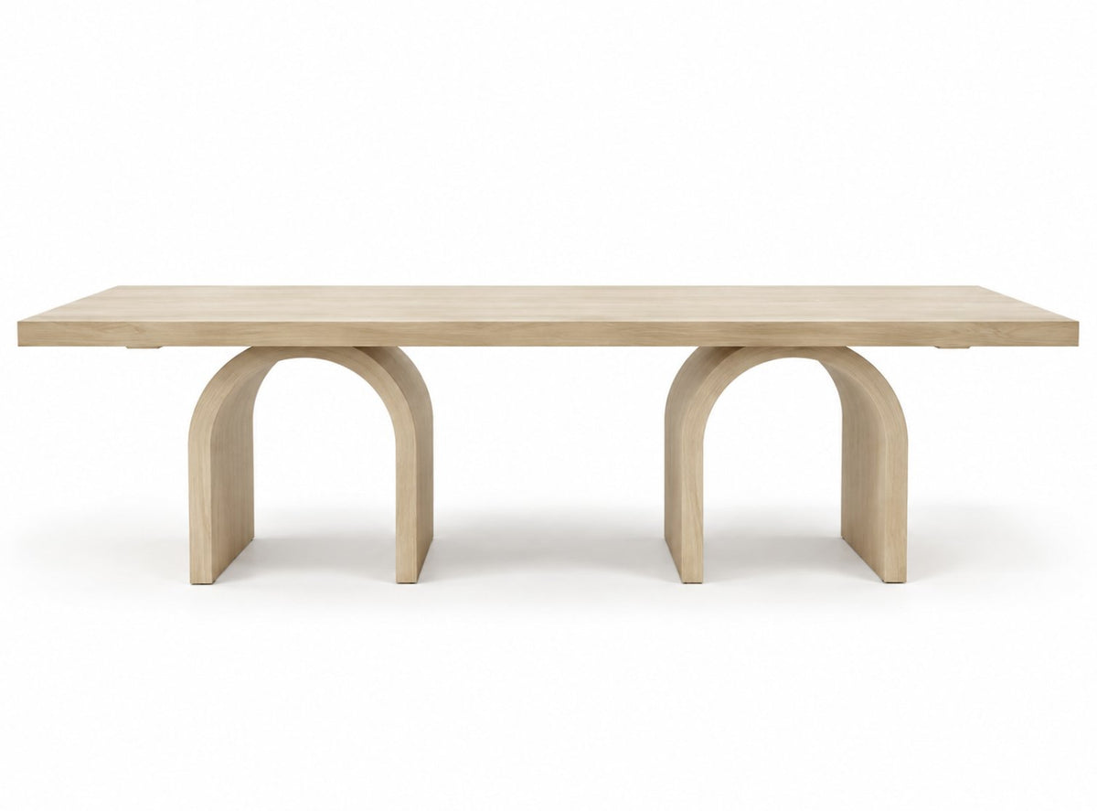 Lune light oak dining table with two arch legs, RoomVibe Dubai